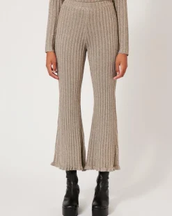 Pantalon en maille Côte Lurex argenté