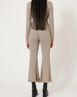 Pantalon en maille Côte Lurex argenté