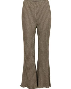Pantalon en maille Côte Lurex argenté