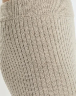 Pantalon en maille côtelée beige