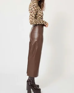 Pantalon en simili Mamie marron