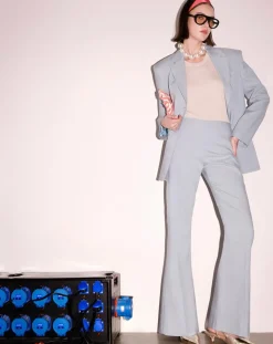 Pantalon en tissu flammé bleu