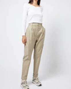 Pantalon en Toile de coton type cargo beige