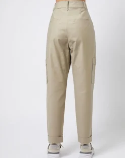 Pantalon en Toile de coton type cargo beige