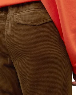 Pantalon en Velours côtelé à revers marron