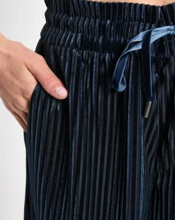 Pantalon en Velours fluide rib bleu marine