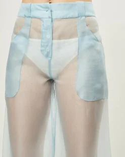 Pantalon Esprit d'Atelier 100% Soie bleu