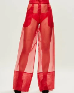 Pantalon Esprit d'Atelier 100% Soie rouge