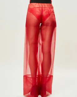 Pantalon Esprit d'Atelier 100% Soie rouge