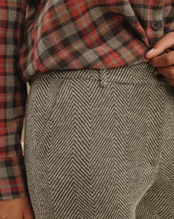 Pantalon fin Cloé chevrons sable