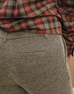 Pantalon fin Cloé chevrons sable