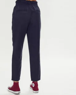 Pantalon fluide taille élastique bleu foncé