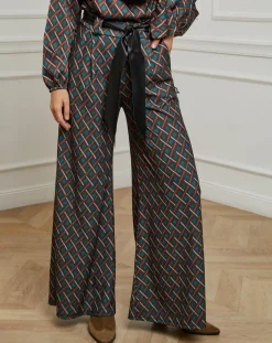 Pantalon imprimé Camille café