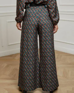 Pantalon imprimé Camille café