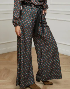 Pantalon imprimé Camille café