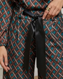 Pantalon imprimé Camille café