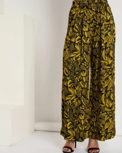 Pantalon Jade satiné imprimé jaune