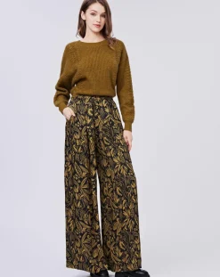 Pantalon Jade satiné imprimé jaune