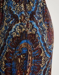 Pantalon Julia satiné imprimé bordeaux/bleu