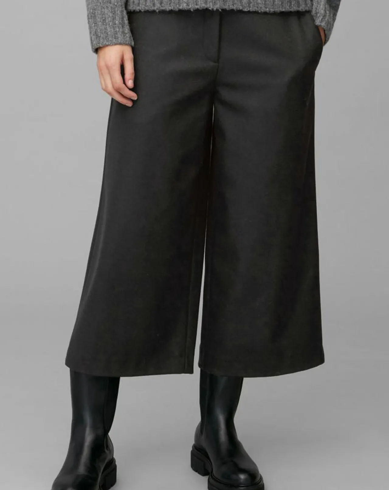 Pantalon jupe-culotte en Laine mélangée noir