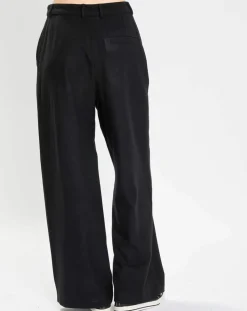 Pantalon large en Laine mélangée noir