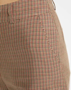 Pantalon large et fluide imprimé pied-de-poule marron