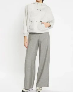 Pantalon large et fluide imprimé pied-de-poule bleu