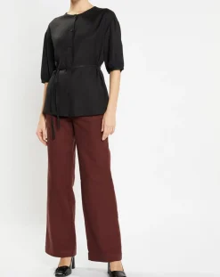 Pantalon large Parc rouge foncé