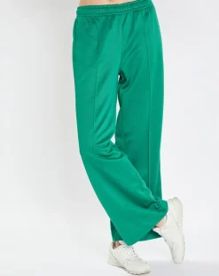 Pantalon large pinces taille élastique vert