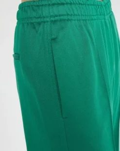 Pantalon large pinces taille élastique vert