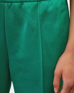 Pantalon large pinces taille élastique vert