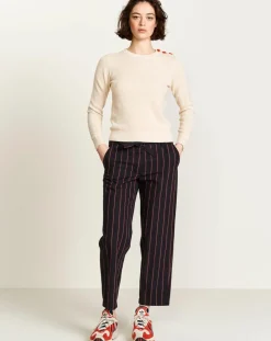 Pantalon Lou en Coton rayé noir