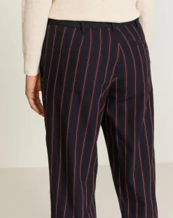 Pantalon Lou en Coton rayé noir