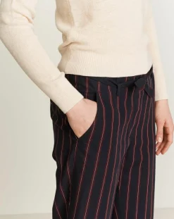 Pantalon Lou en Coton rayé noir