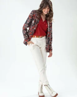 Pantalon Naomi naturel/terracotta