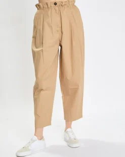 Pantalon paperbag pinces beige