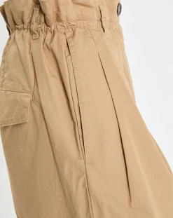Pantalon paperbag pinces beige