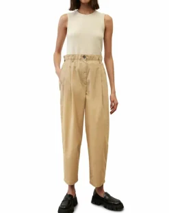 Pantalon paperbag pinces beige