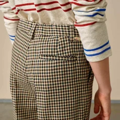 Pantalon Phiby 7/8 ème à carreaux taupe