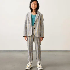 Pantalon Phiby en Coton mélangé 7/8 à carreaux gris