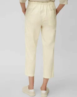 Pantalon popeline taille élastique beige