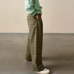 Pantalon Pringle large à carreaux vert kaki