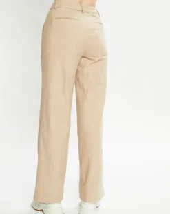 Pantalon Regular Fit en Laine mélangée Edie Text beige