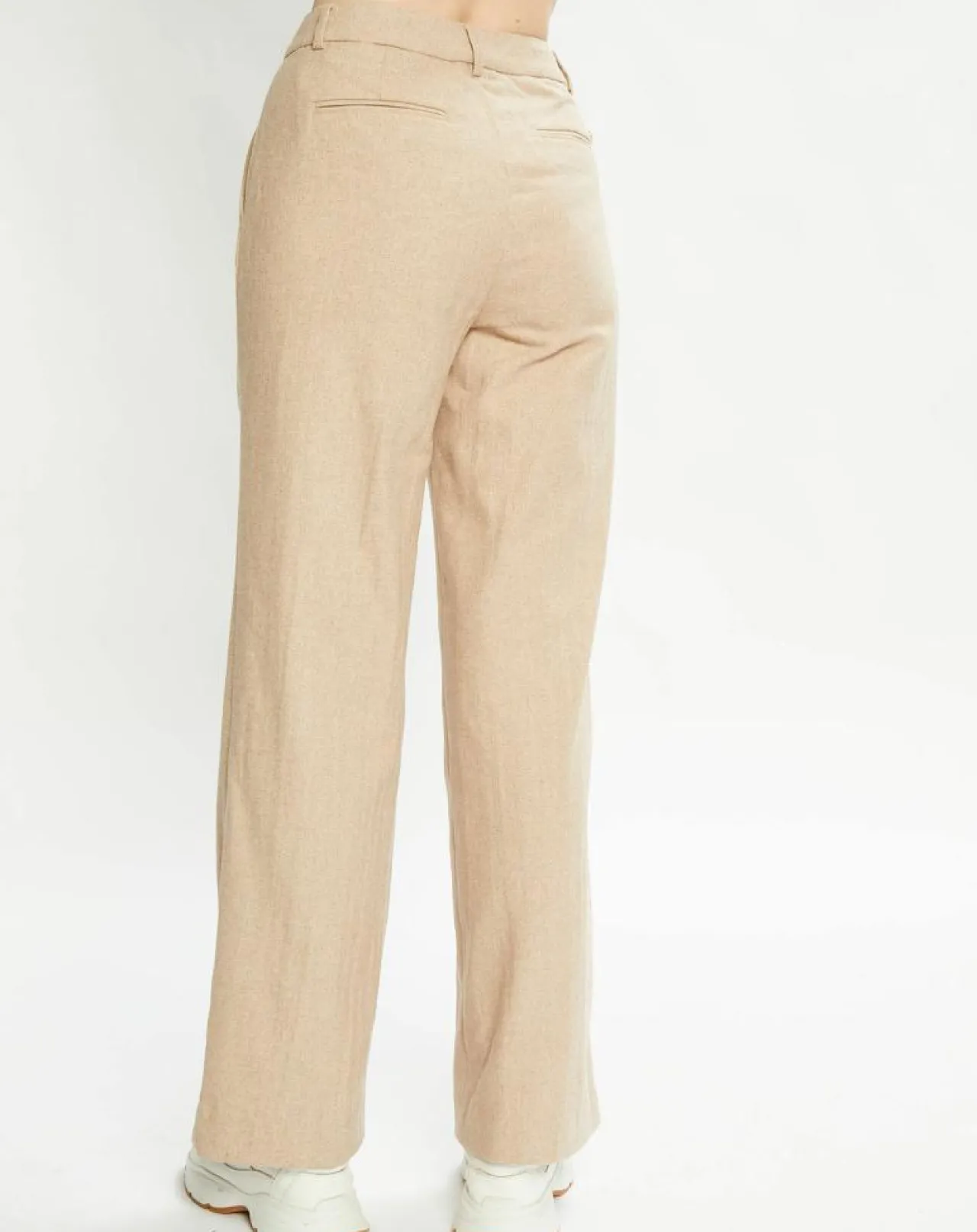 Pantalon Regular Fit en Laine mélangée Edie Text beige