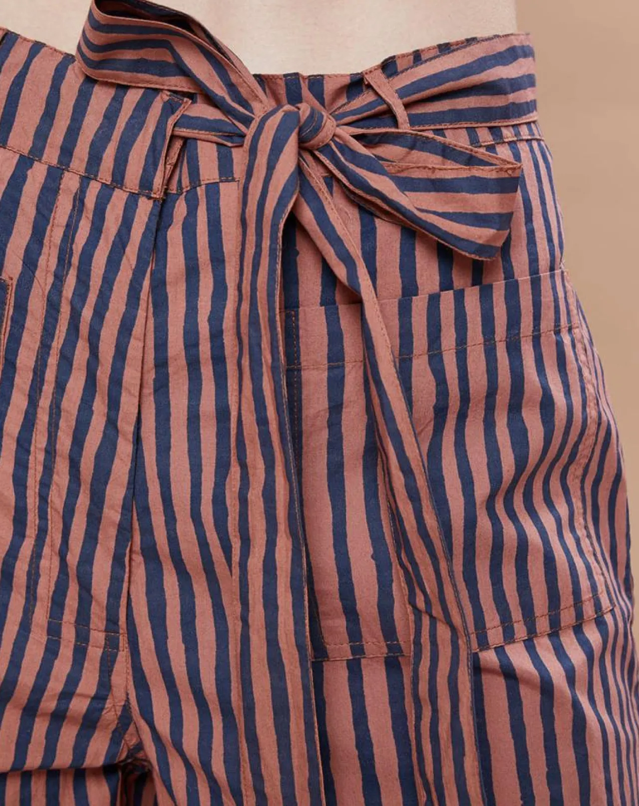 Pantalon Santa Fe rayé rose/bleu