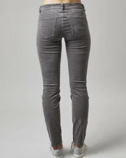 Pantalon slim Albi effet Velours gris clair