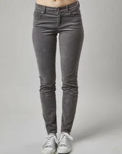 Pantalon slim Albi effet Velours gris clair