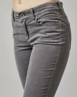 Pantalon slim Albi effet Velours gris clair