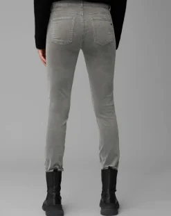 Pantalon slim Albi effet Velours gris clair