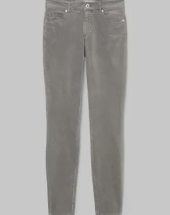 Pantalon slim Albi effet Velours gris clair